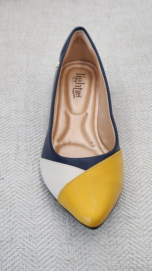 Flat tricolor navy, off white y mostaza con plantilla Lightgel