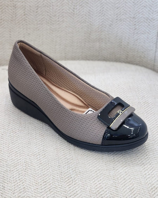 Zapato Piccadilly Maxi topo con punta charol negro